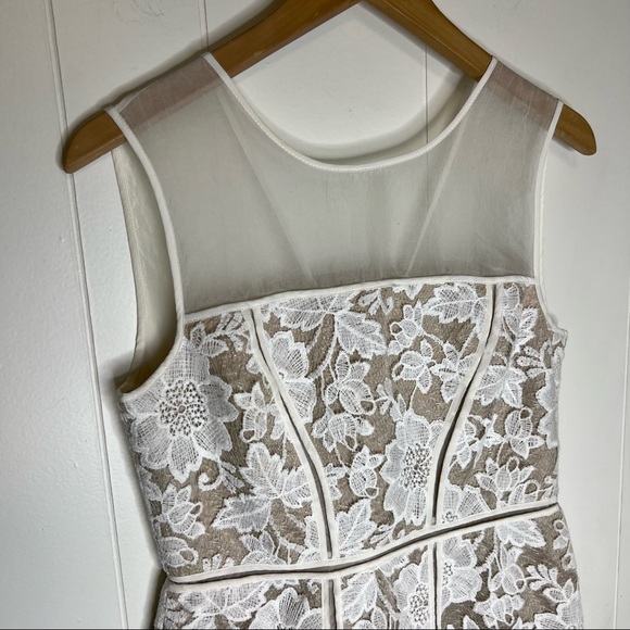 NWT TRINA TURK SHEER LACE MINI NUDE DRESS Sz 8 Party - Picture 8 of 11